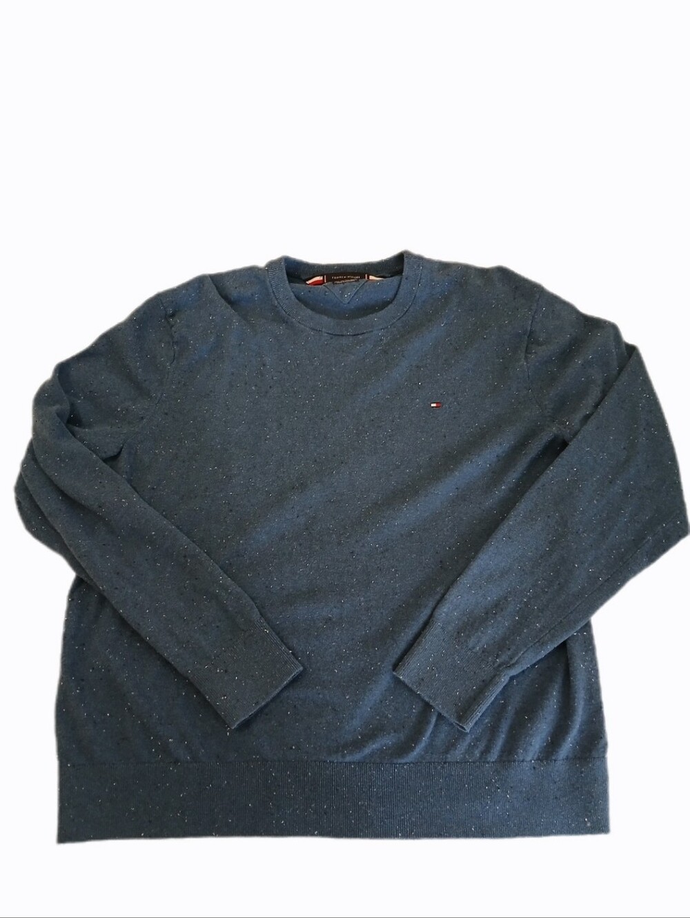 Tommy Hilfiger 3XL Men Speckled Navy Crewneck Sweater Pima Cotton blend Cashmere
